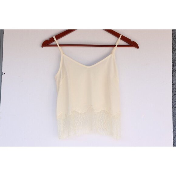 Wilfred Aritzia Women's Size XS Ivory Chimere Camisole Silk Lace Trim Tank Top - Picture 3 of 12